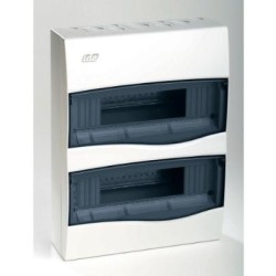 Πίνακας Combi επίτοιχος με διαφανή πλαστική πόρτα κάθετο άνοιγμα και πλαστικό πλαίσιο IP40 / 2 Σειρών 24Μodule /   BV-24PT/RR - IDE