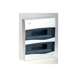 Πίνακας Combi επίτοιχος με διαφανή πλαστική πόρτα κάθετο άνοιγμα και πλαστικό πλαίσιο IP40 / 2 Σειρών 24Μodule /   BV-24PT/RR - IDE