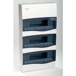 Πίνακας Combi επίτοιχος με διαφανή πλαστική πόρτα κάθετο άνοιγμα και πλαστικό πλαίσιο IP40 / 3 Σειρών 36Μodule /   BV-36PT/RR - IDE