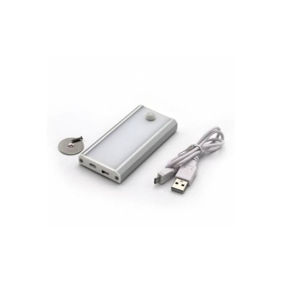 Φωτιστικό LED Ντουλάπας με μαγνήτη & Ανιχνευτή  Κίνησης  επαναφορτιζομενο 1W Ορθογώνιο ασημι - adeleq