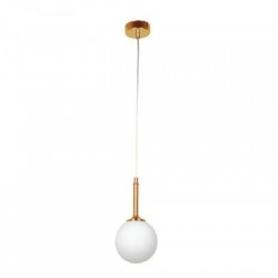 Κρεμαστό φωτιστικό από χρυσαφί μέταλλο και λευκή οπαλίνα 1XG9 D:13cm (4016-1) - INLIGHT