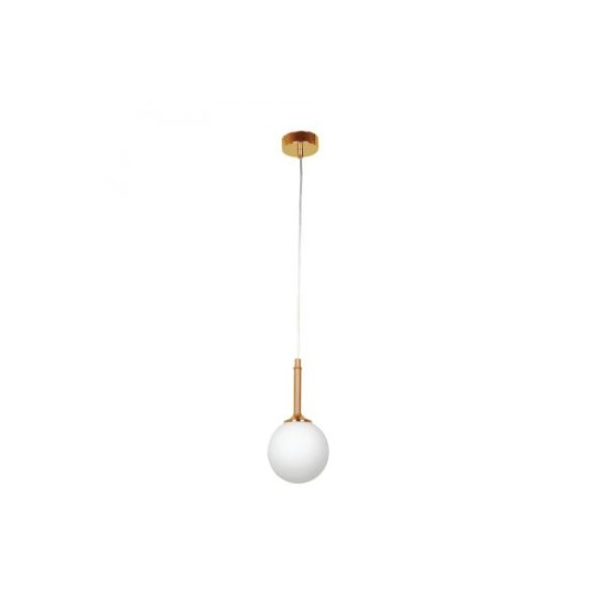 Pendant light made in golden metal and opal glass 1XG9 D:13cm (4016-1) - INLIGHT