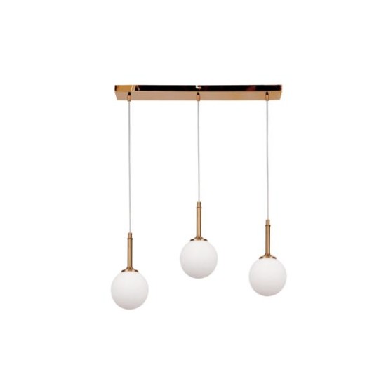 Pendant light made in black aluminium, and opal glass 3XG9 D:60cm (4515-3 Rail) - INLIGHT