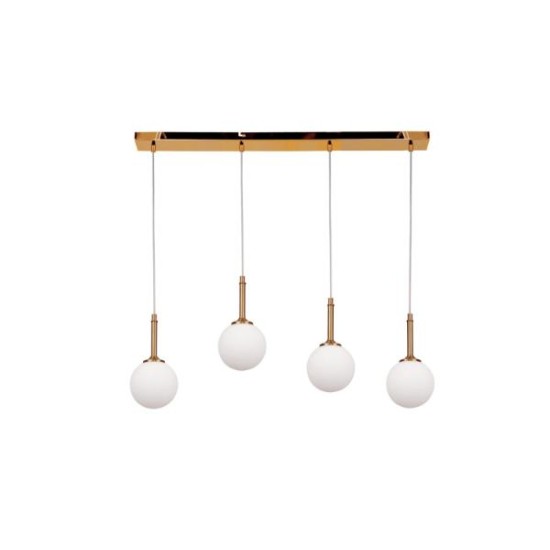 Pendant light made in black aluminium, and opal glass 3XG9 D:60cm (4515-3 Rail) - INLIGHT
