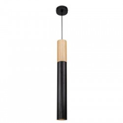 Κρεμαστό φωτιστικό σε μαύρη απόχρωση και ξύλο 1XGU10 D:40cm (4017-BL) - INLIGHT