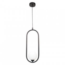 Κρεμαστό φωτιστικό σε μαύρη απόχρωση και λευκή οπαλίνα 1XG9 D:40cm (4021-BL) - INLIGHT