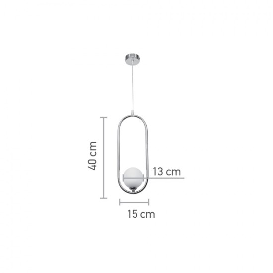 Pendant light made in black metal and opal glass 1XG9 D:40cm (4021-BL) - INLIGHT