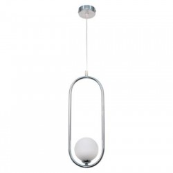 Κρεμαστό φωτιστικό σε χρώμιο απόχρωση και λευκή οπαλίνα 1XG9 D:40cm (4022-CH) - INLIGHT