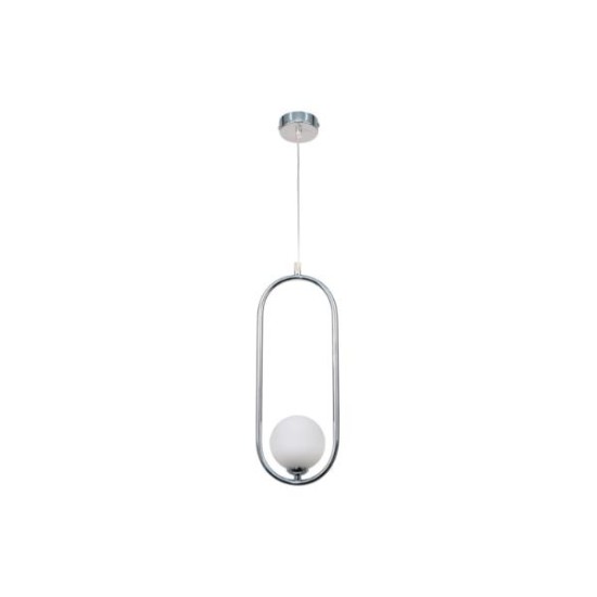 Pendant light made in chrome aluminium, and opal glass 1XG9 D:40cm (4022-CH) - INLIGHT