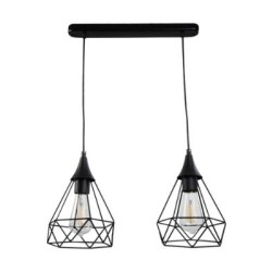 Κρεμαστό φωτιστικό από μαύρο μέταλλο 2XE27 D:40cm (4024-2-BL-RAIL) - INLIGHT