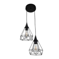 Κρεμαστό φωτιστικό από μαύρο μέταλλο 2XE27 D:20cm (4024-2-BL-ROSETTE) - INLIGHT