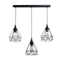 Κρεμαστό φωτιστικό από μαύρο μέταλλο 3XE27 D:60cm (4024-3-BL-RAIL) - INLIGHT