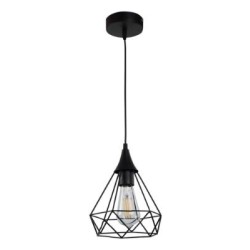 Κρεμαστό φωτιστικό από μαύρο μέταλλο 1XE27 D:16cm (4024-BL) - INLIGHT