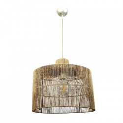 Κρεμαστό φωτιστικό καφέ από σχοινί 1XE27 D:40cm (4030) - INLIGHT
