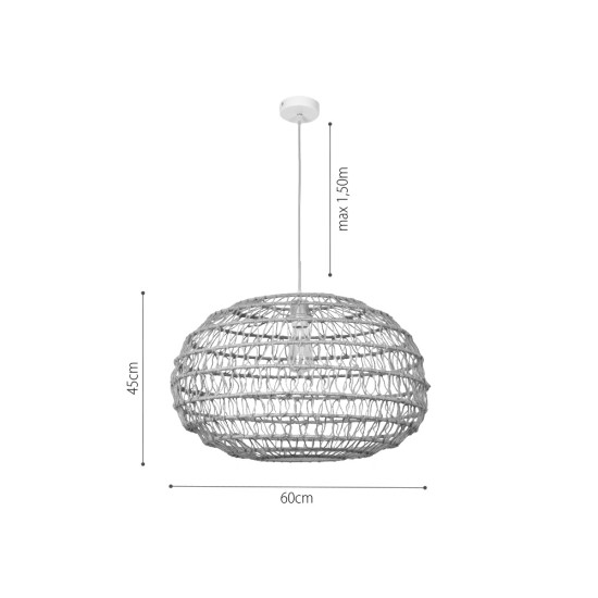 Pendant light E27 made in rope 60x45cm (4041-A) - INLIGHT