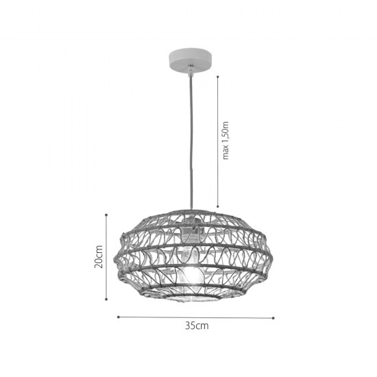 Pendant light E27 made in rope 32x20cm (4041-C) - INLIGHT