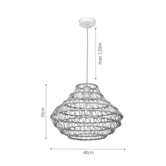 Pendant light E27 made in rope 40x35cm (4042) - INLIGHT