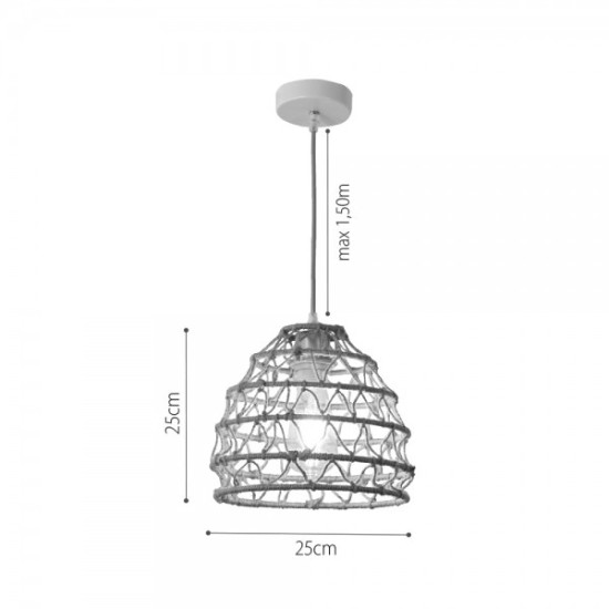 Κρεμαστό Φωτιστικό από σχοινί 1xE27 D:25cm (4047-B) - INLIGHT