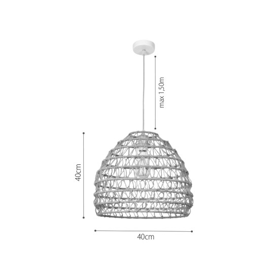 Pendant light E27 made in rope 40x40cm (4047-A) - INLIGHT