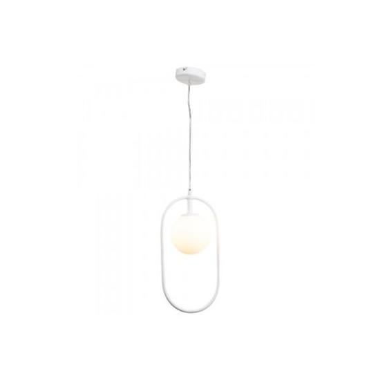 Pendant light made in black metal and opal glass 1XG9 D:40cm (4021-BL) - INLIGHT