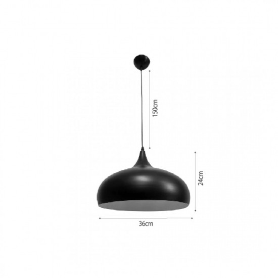 Pendant light E27 made in black metal D:36cm (4052-Black) - INLIGHT