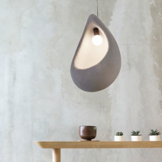 Κρεμαστό φωτιστικό από Fiberglass σε γκρί απόχρωση 1XE27 D:38x55cm (4054) - INLIGHT