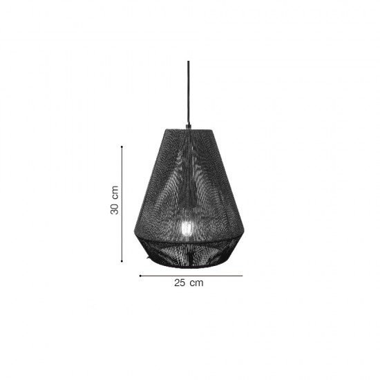 Pendant light made in black fiber lampshade 1xE27 D:25cm (4057-C) - INLIGHT