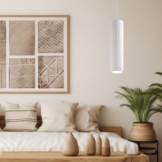 Pendant light made of plaster white 1XGU10 D:30x7,5cm (4064) - INLIGHT