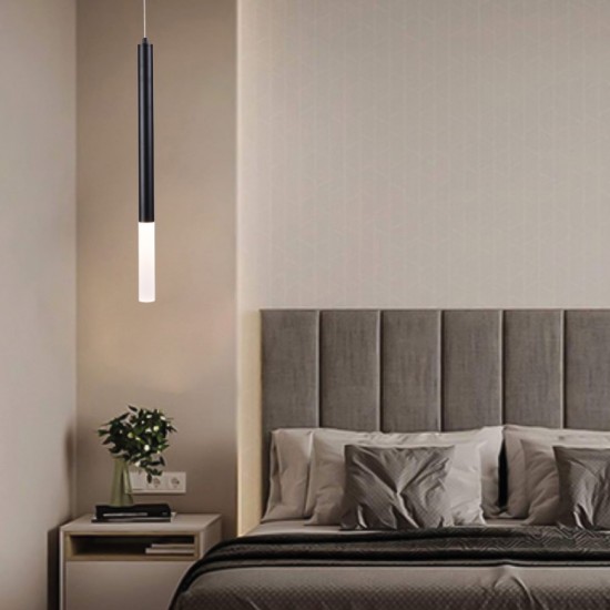 Pendant light LED 5W 3000K made of black metal D:9X200cm (4066-Black) - INLIGHT