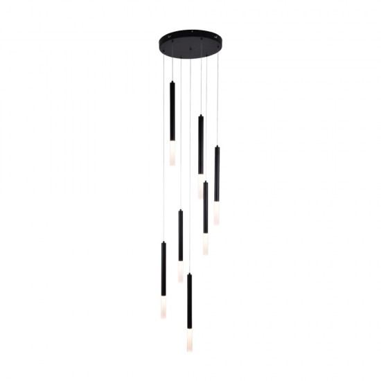 Κρεμαστό φωτιστικό LED 7x4W 3000K από μαύρο μέταλλο D:40X200cm (4066-7-Black) - INLIGHT