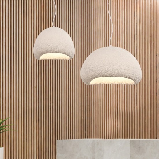 Κρεμαστό φωτιστικό από Fiberglass σε λευκή απόχρωση 1XE27 D:30cm (4067-D) - INLIGHT