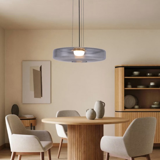 Κρεμαστό φωτιστικό LED 12W 3000k γυαλί λευκό 45x11cm (4069- Smoky) - INLIGHT