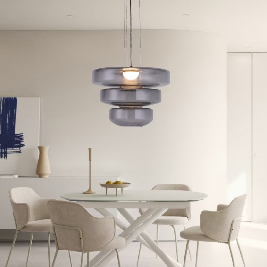 Κρεμαστό φωτιστικό LED 12W 3000k γυαλί λευκό 45x33cm (4070- Smoky) - INLIGHT