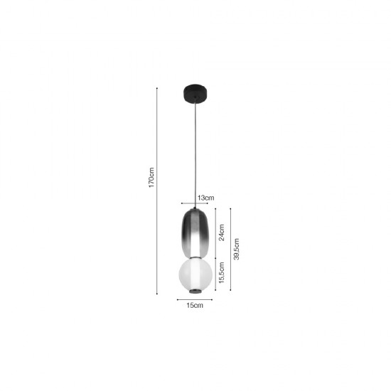 Κρεμαστό φωτιστικό LED 25W 3000k γυαλί λευκό 15x39,5cm (4071- Smoky/White) - INLIGHT