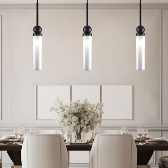 Κρεμαστό φωτιστικό LED 1xG9 από μαύρο μέταλλο και γυαλί D:49x200cm (4074-Black) - INLIGHT