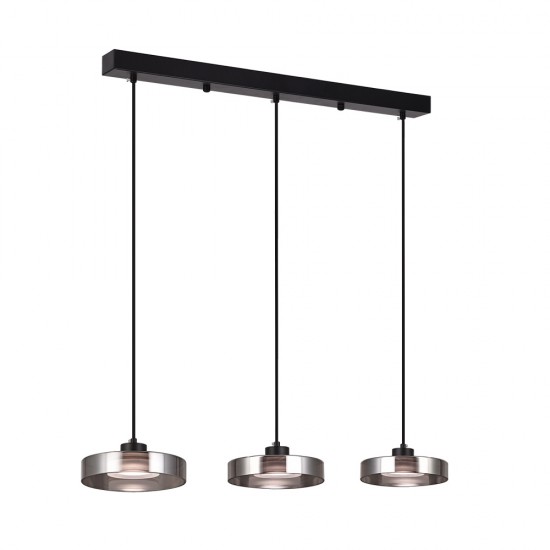 LED pendant light 3x12W 3CCT 70x200cm (4075-3R-Black/Smoky) - INLIGHT