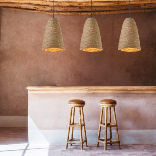 Κρεμαστό φωτιστικό E27 με καπέλο από πλεγμένα φύλλα, 20x32cm (4076) - INLIGHT