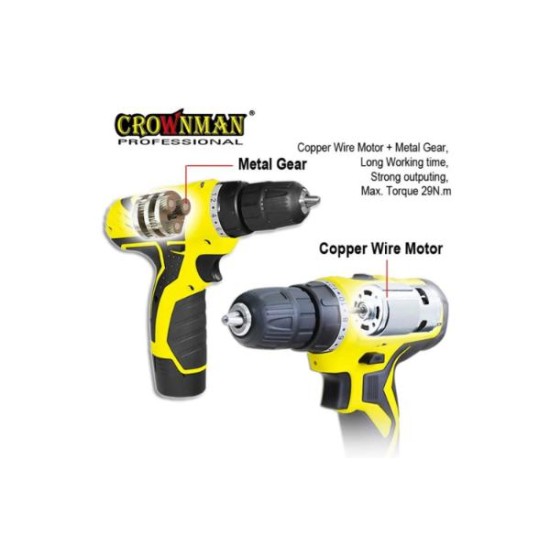 Φορητό τρυπάνι επαναφορτιζόμενο 18V CROWNMAN