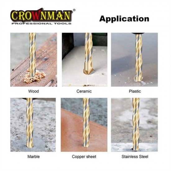 Σέτ 5 τρυπάνια Καρβιδίου YG6X 5mm/6mm/8mm/10mm/12mm - CROWNMAN