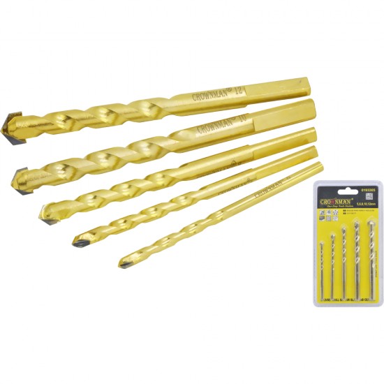 Σέτ 5 τρυπάνια Καρβιδίου YG6X 5mm/6mm/8mm/10mm/12mm - CROWNMAN