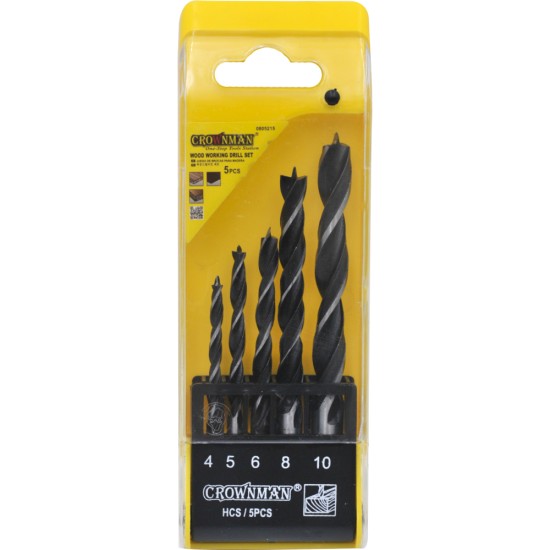 Σέτ 5 τρυπάνια Carbon steel 4.0mm-10mm - CROWNMAN