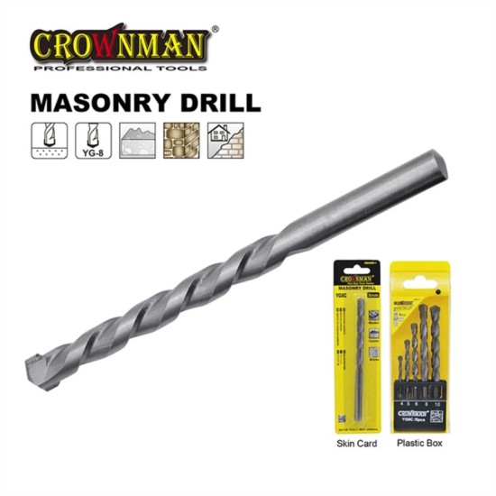 Σέτ 5 τρυπάνια YG8C Με εξάγωνο στέλεχος για δομικά υλικά 4.0mm-10mm - CROWNMAN