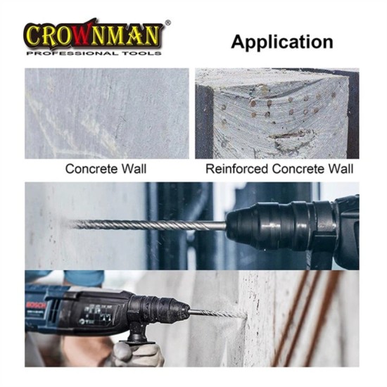 Σέτ 5 τρυπάνια YG8C Με εξάγωνο στέλεχος για δομικά υλικά 4.0mm-10mm - CROWNMAN