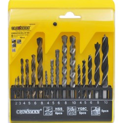 Σέτ 16 τρυπάνια 4241 HSS & CARBON STEEL - CROWNMAN
