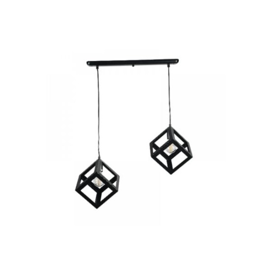 Pendant light made in black metal 2XE27 D:40cm (4400-2Rail Black) - INLIGHT
