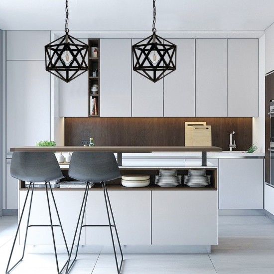 Κρεμαστό φωτιστικό από μαύρο μέταλλο 1XE27 D:30cm (4418-BL) - INLIGHT