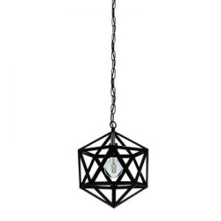 Κρεμαστό φωτιστικό από μαύρο μέταλλο 1XE27 D:30cm (4418-BL) - INLIGHT