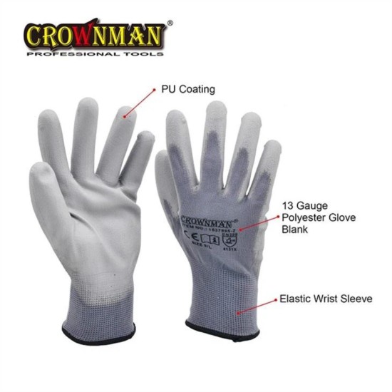 Γάντια εργασίας επίστρωσης PU (M) CROWNMAN