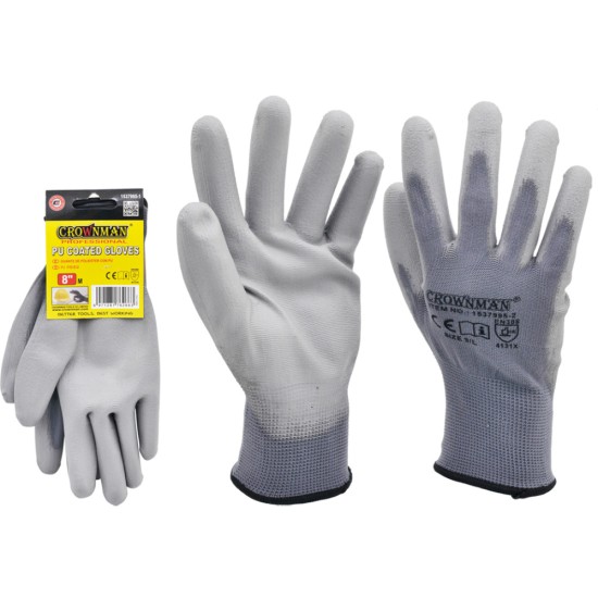 Γάντια εργασίας επίστρωσης PU (M) CROWNMAN