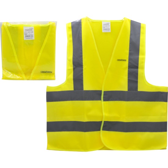 Κίτρινο γιλέκο εργασίας ( XL ) Με Ανακλαστικές ταινίες CROWNMAN